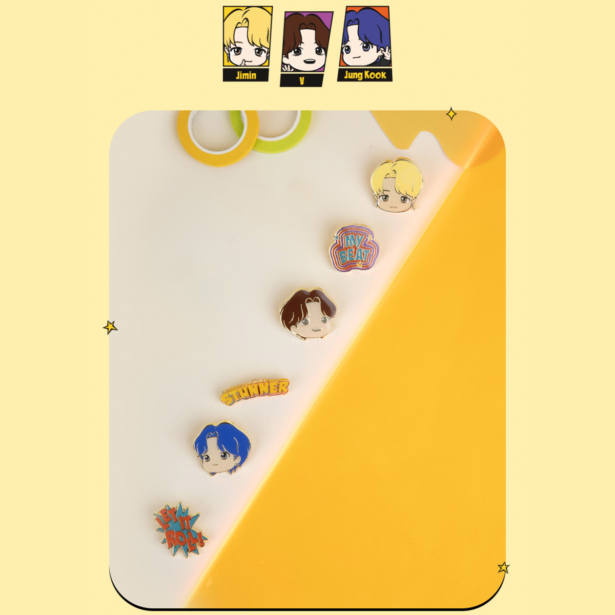 BTS TinyTAN Butter Metal Pin Badge V – Official Collection