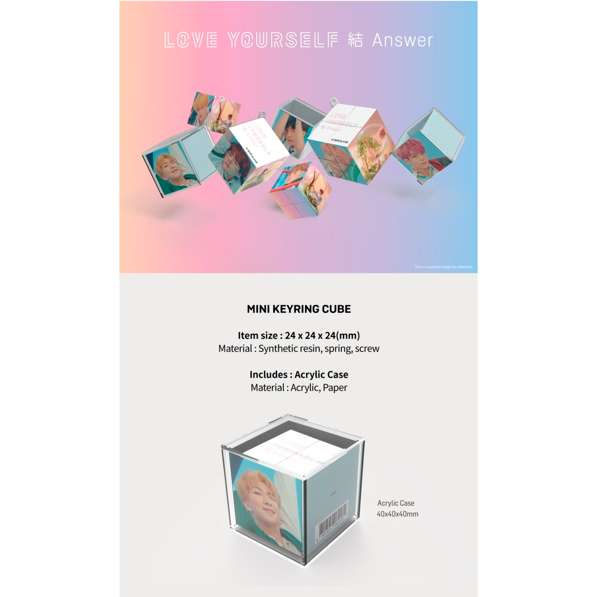 BTS TinyTAN Mini Keyring Cube Love Yourself Answer Set – Official Collection 2