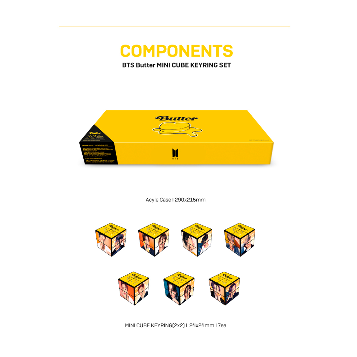 BTS TinyTAN Mini Keyring Cube Butter Set – Official Collection 2