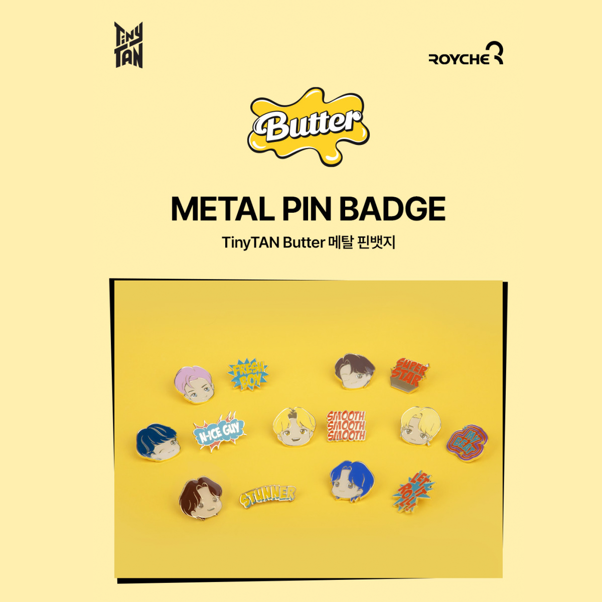 BTS TinyTAN Butter Metal Pin Badge J-Hope – Official Collection