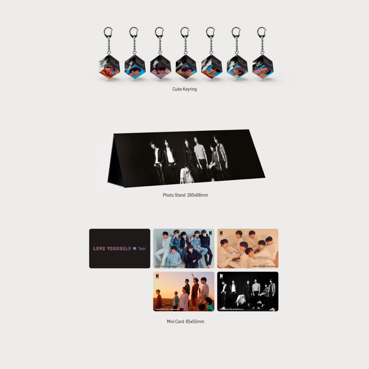 BTS TinyTAN Mini Keyring Cube Love Yourself Tear Set – Official Collection 2