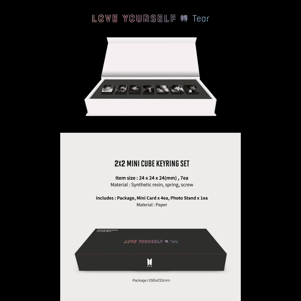BTS TinyTAN Mini Keyring Cube Love Yourself Tear Set – Official Collection